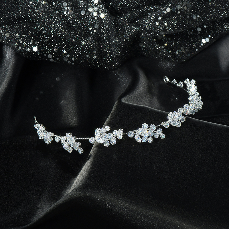 Picture of Korean Style Exquisite Crystal Hair Accessories Bridal Crown Wedding Headband Princess Prom Headdress Tassel Headband Accessories
