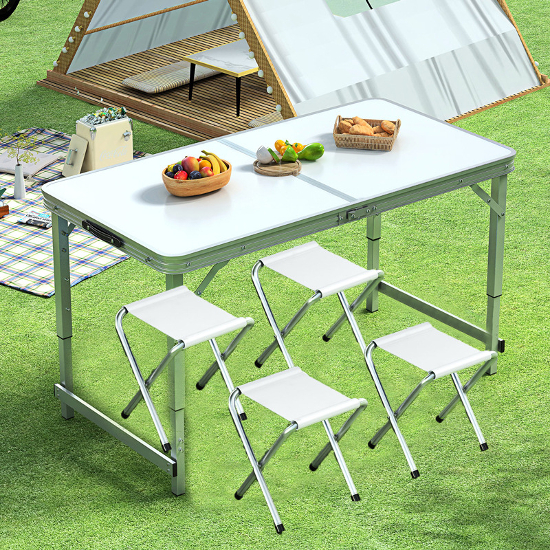 Picture of Outdoor Table Portable Aluminum Alloy Foldable Dining Table Folding Table and Chair Picnic Small Table Stall Table Round Square Tube Table