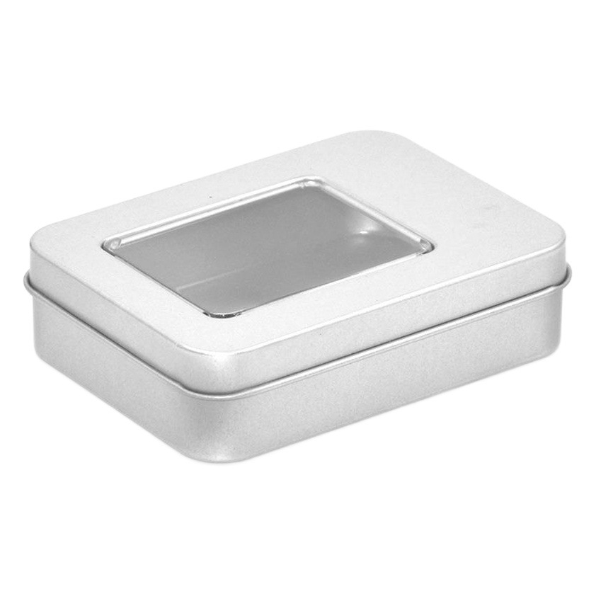 Iron box spot packaging empty box rectangular tinplate box PVC window multi-size candy U disk box can be printed logo