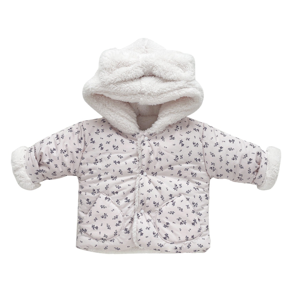 Picture of Girls' Winter thickened coat Korean style new baby girls' warm bow hooded cute coat cotton-padded jacket