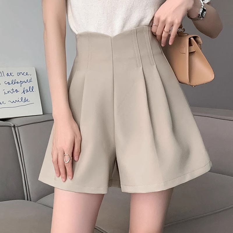 Summer Black High Waist Casual Suit Shorts Women's 2024 New Design Sense Niche Slimming Wide Leg Bud Pants