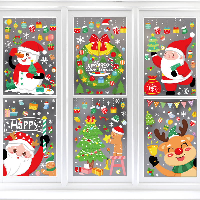 Christmas decorations snowman elk window stickers Merry Christmas static stickers Christmas shopping mall glass window layout