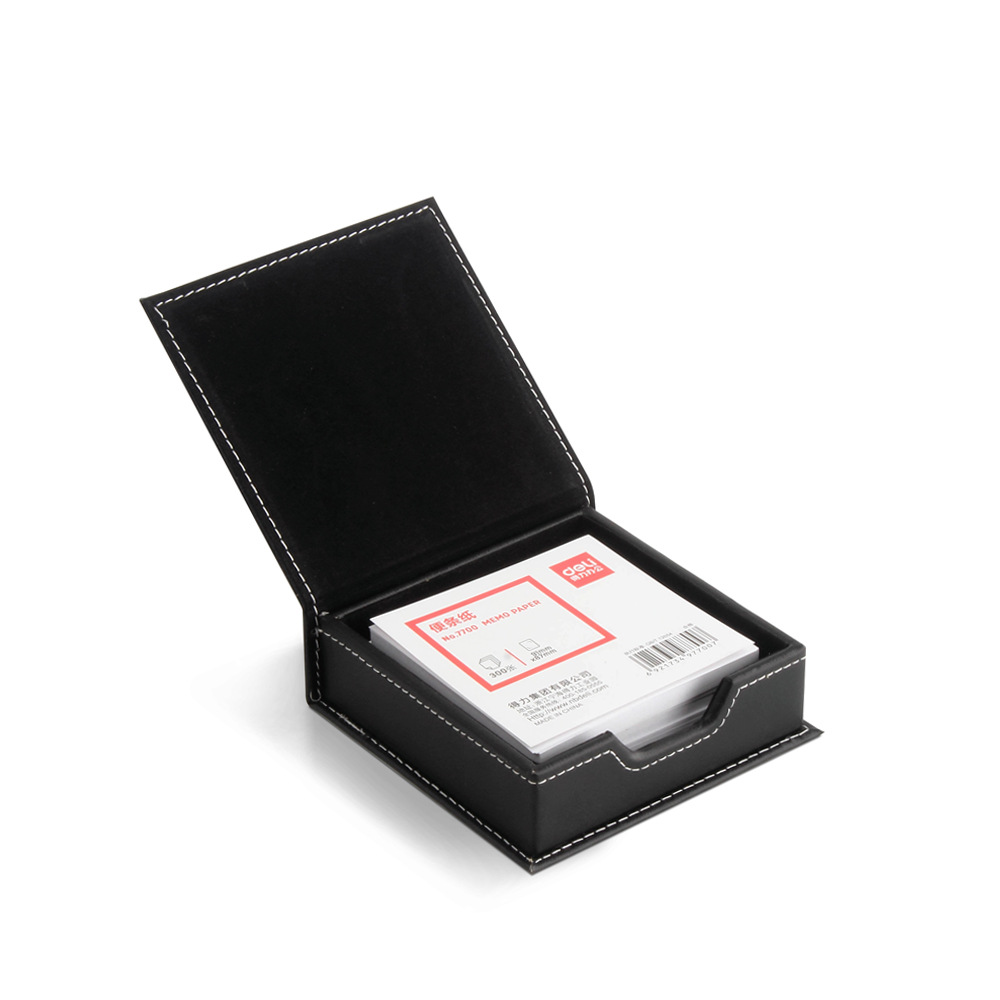 Picture of Business leather desktop sticky note storage box note box creative change key business card storage box office supplies