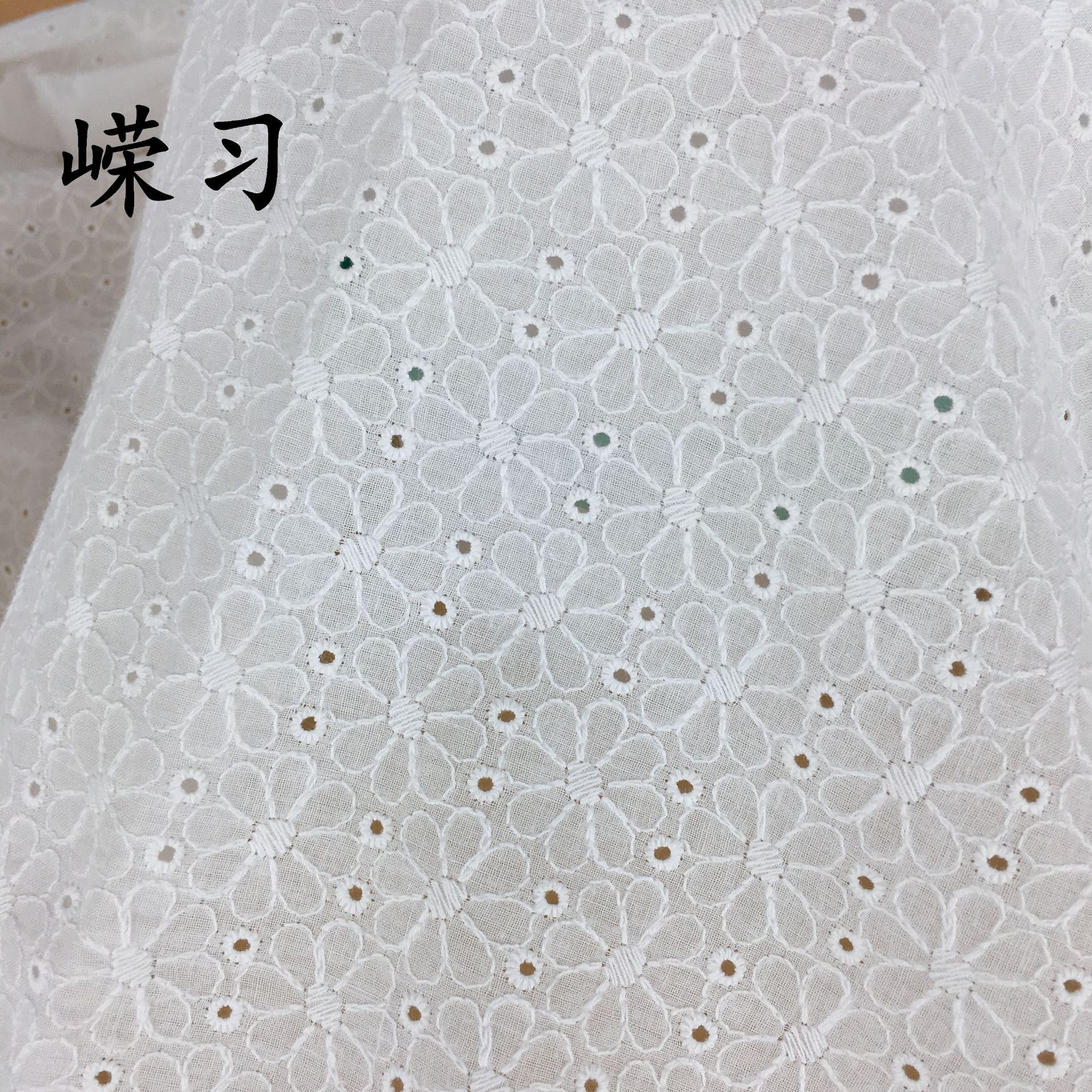 Manufacturer's In-Stock Cotton Fabric with Large Machine Embroidery for Cushions, Bags, Clothing, and Skirts, Featuring Plum Blossom Embroidery