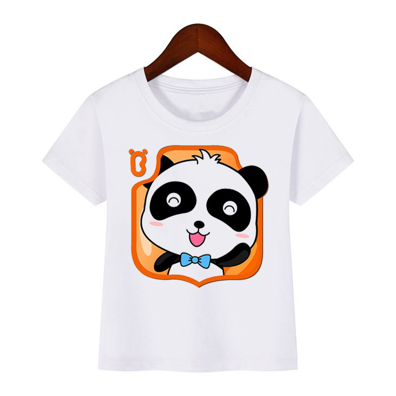 2023 Shrimp Baby Panda Parent-child Round Neck Printed White T-shirt Short Sleeve Children's Foreign Trade Cross-border ebay Amazon