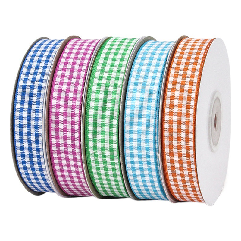 Factory wholesale 1.5cm plaid with pastoral style bow ribbon DIY hair accessories Scottish British plaid webbing