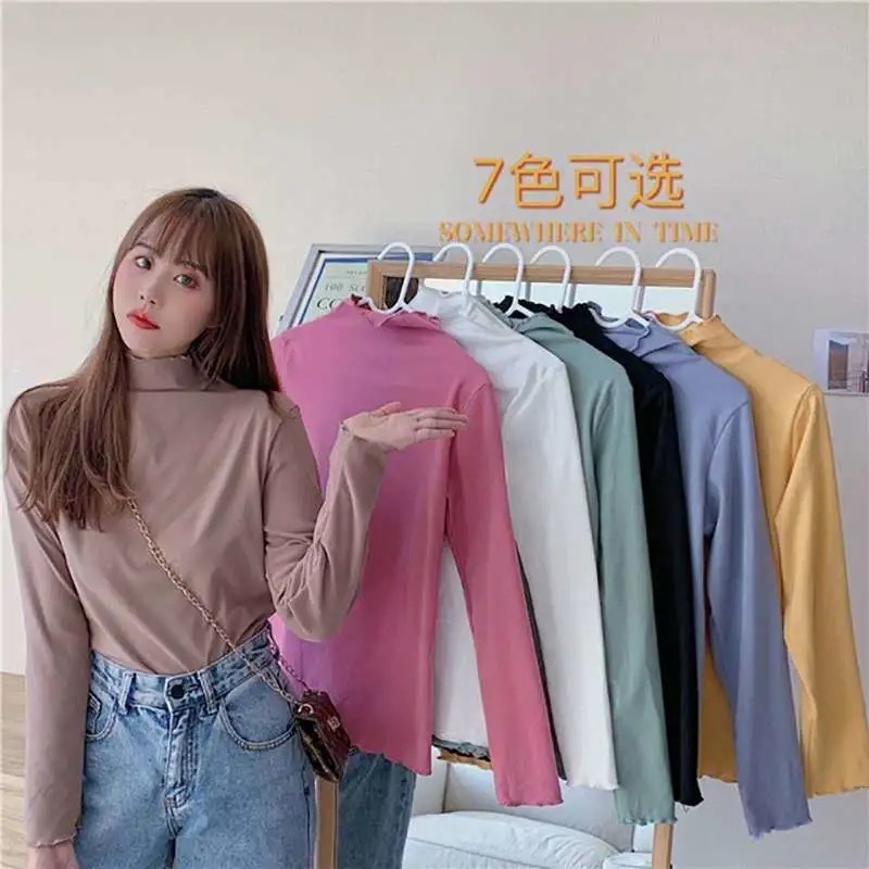 Kitten Diary German velvet base shirt women can wear warm base tops outside, wholesale slim fungus edge long sleeves inside