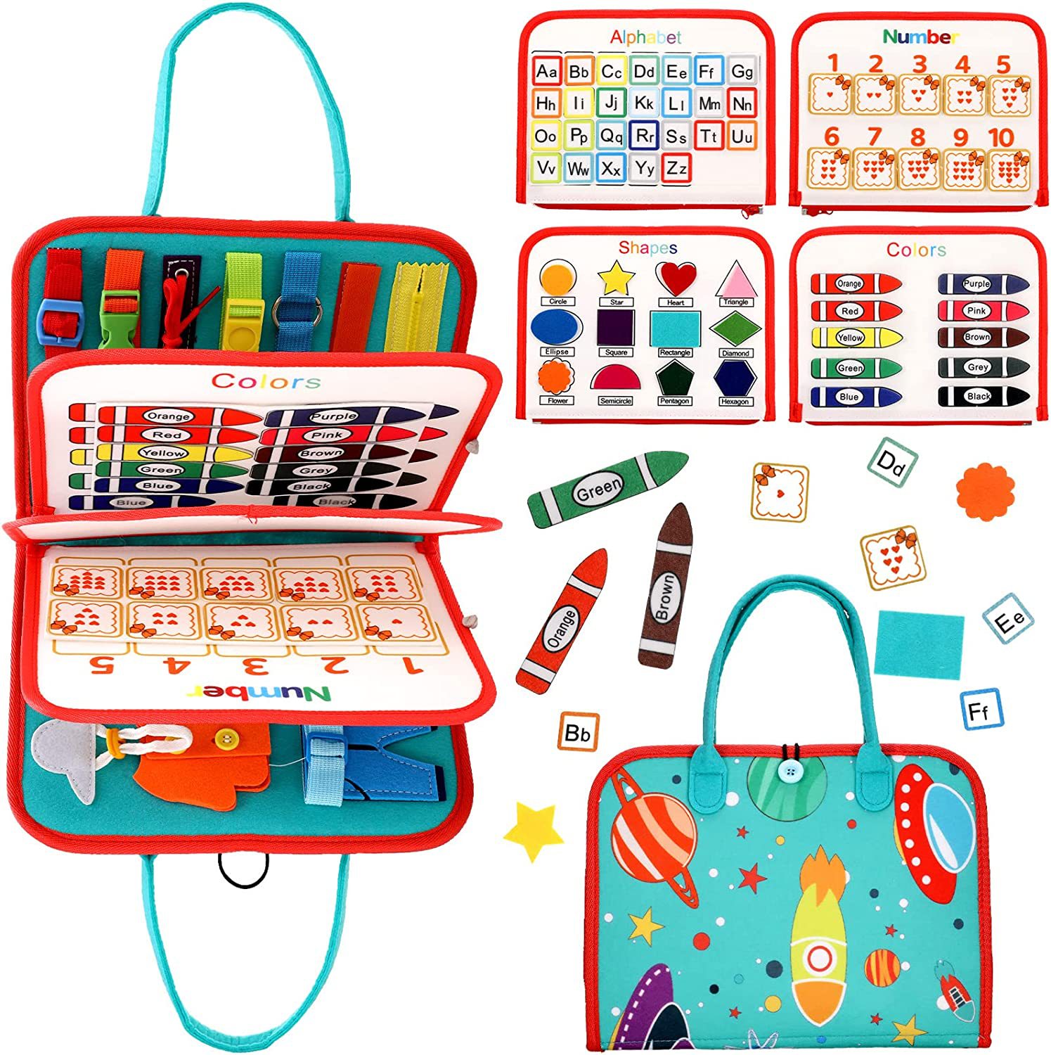 Cross-Border educational bag toys busy board children early education dressing toddlers toys felt learning board Amazon