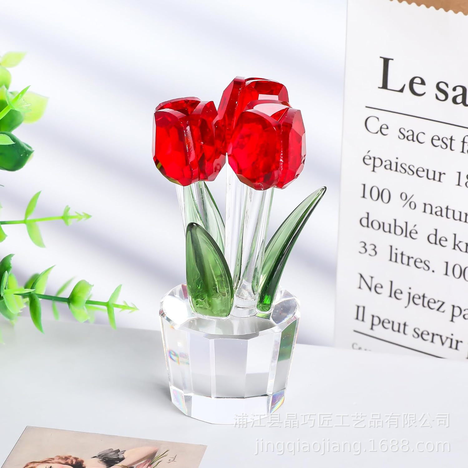 Picture of Cross-Border Best-Selling Tulip Crystal Crafts Ornaments Manufacturers Wholesale Home Living Room Desktop Flower Decoration