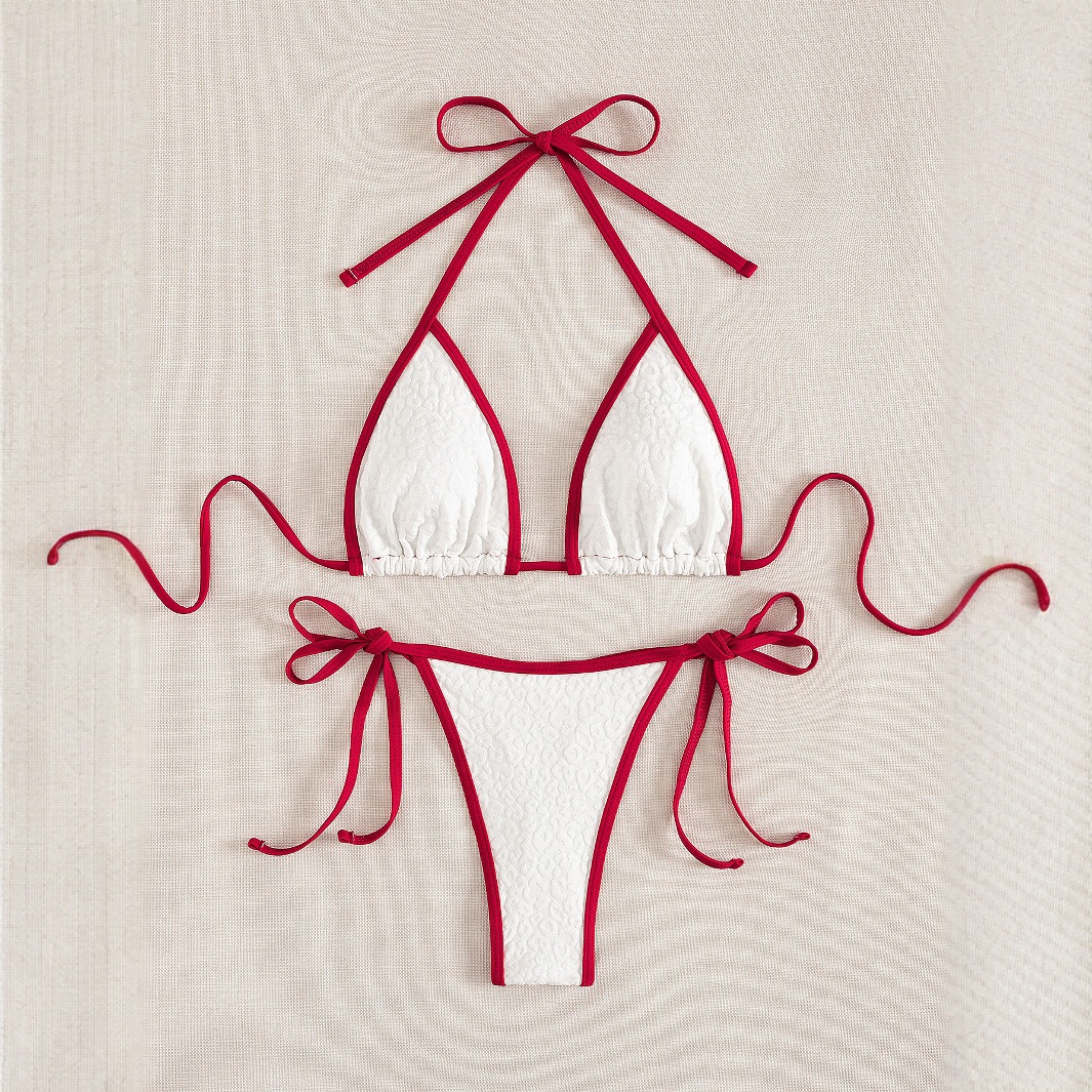 2025 New Cross-border Bikini Color-block Lace-up Sexy Swimwear Women's Spa Sexy Split Bikini Swimwear