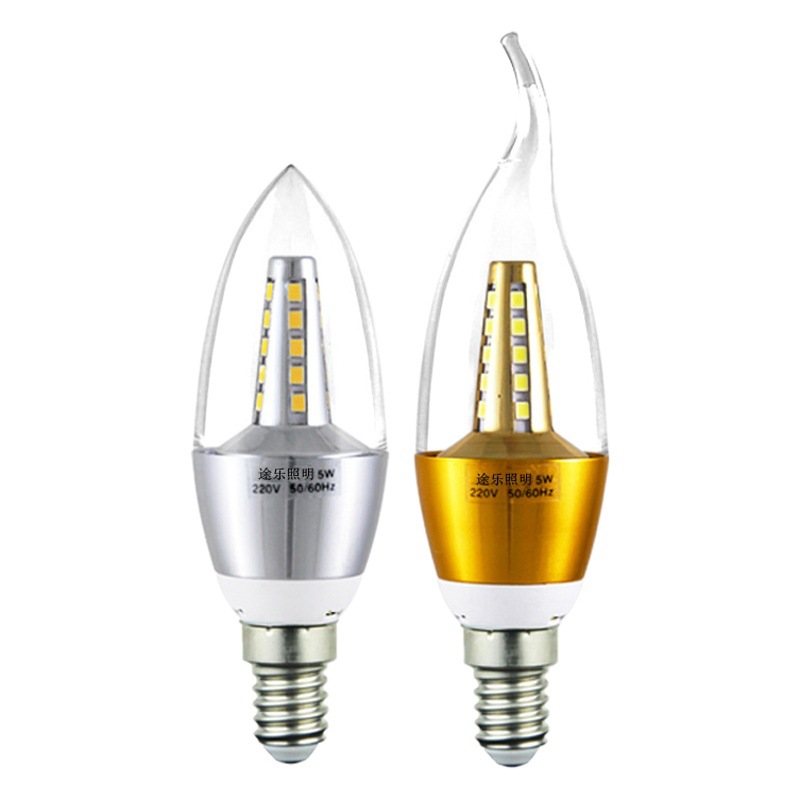 Gypsophila Led Candle Bulb E14 Small Screw Energy-Saving Lamp Home Restaurant Pointed Bubble Pull Tail Crystal Chandelier Light Source