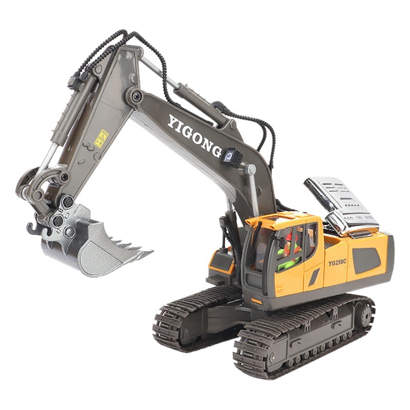 Remote control excavator alloy engineering vehicle Boys' Outdoor bulldozer toy cross-border hot sale children's car gift