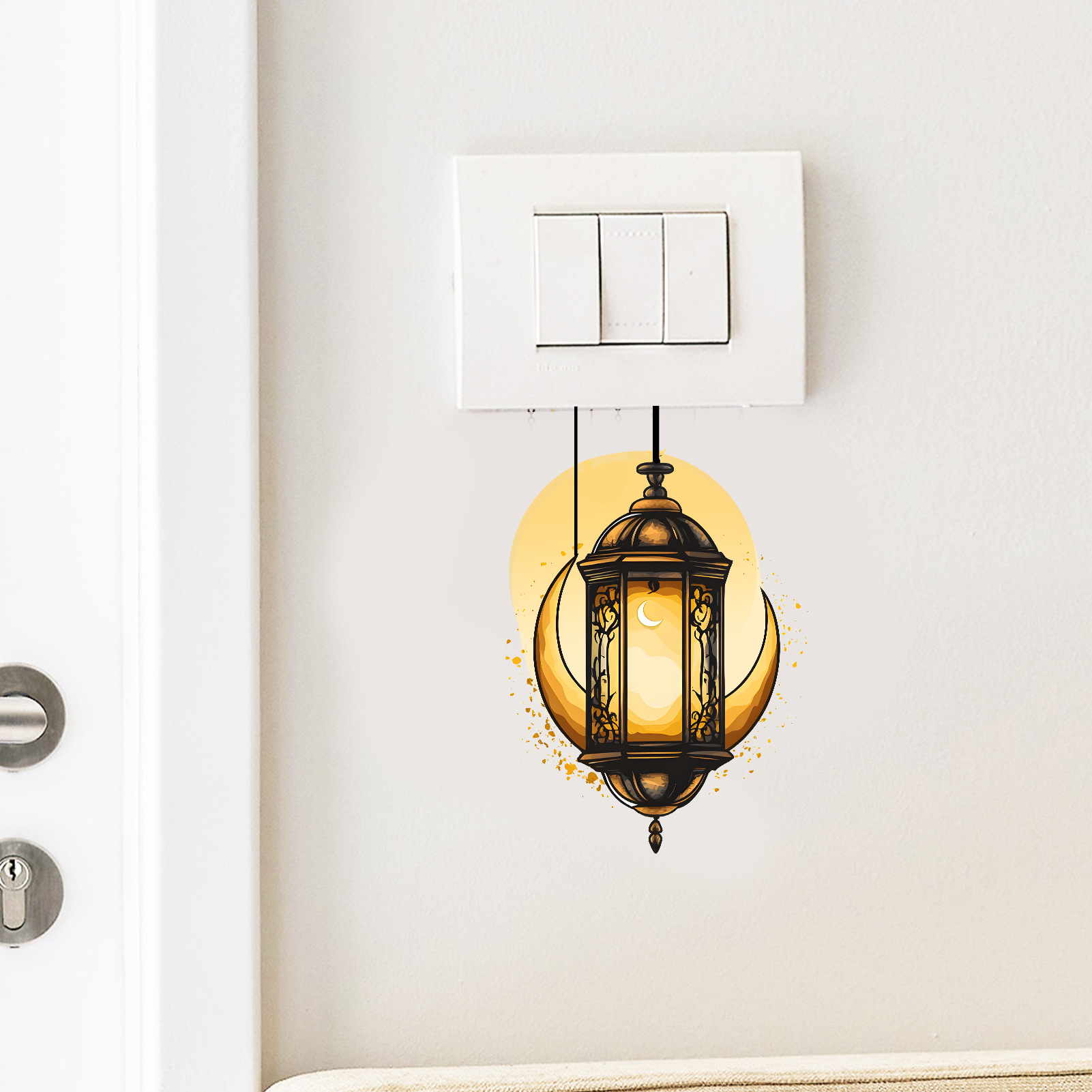 New MS-JZ034 Middle East Festival Moon Chandelier Hanging Switch Sticker Bedroom Living Room Switch Wall Decoration Wall Sticker