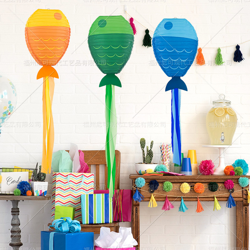 Picture of Creative fish lantern set hanging paper lantern kindergarten handmade diy cartoon Paper Lantern Festival party outfit