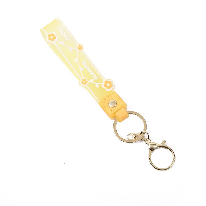 Picture of Transparent candy color soft rubber leather rope keychain small fresh flower creative small accessories cute women's exquisite hand strap