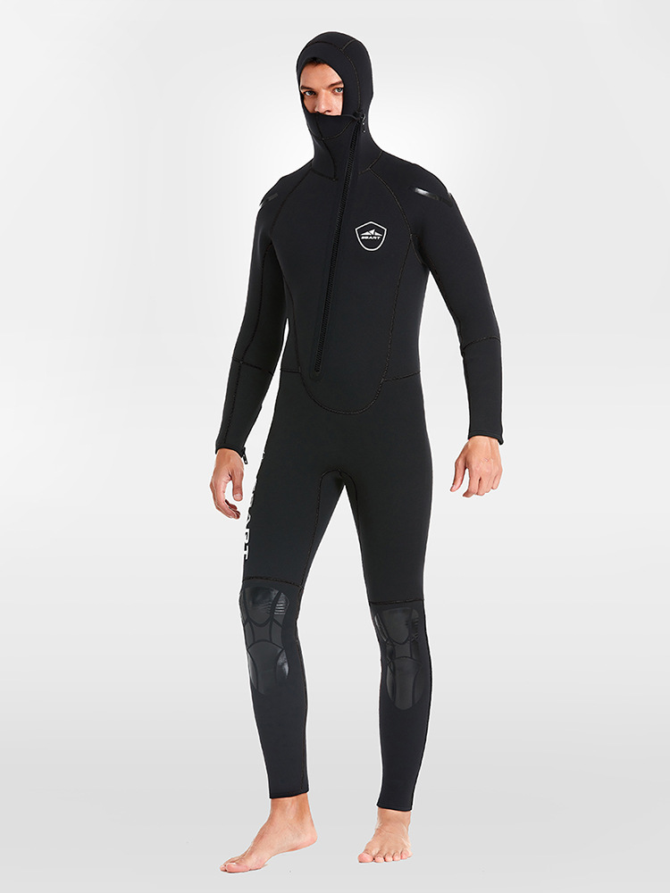 Picture of Shabbat New 5MM Diving Suit Men's Thickened Warm Hooded Fish Hunting Suit Winter Swimming Swimming Equipment Surfing Wet Suit