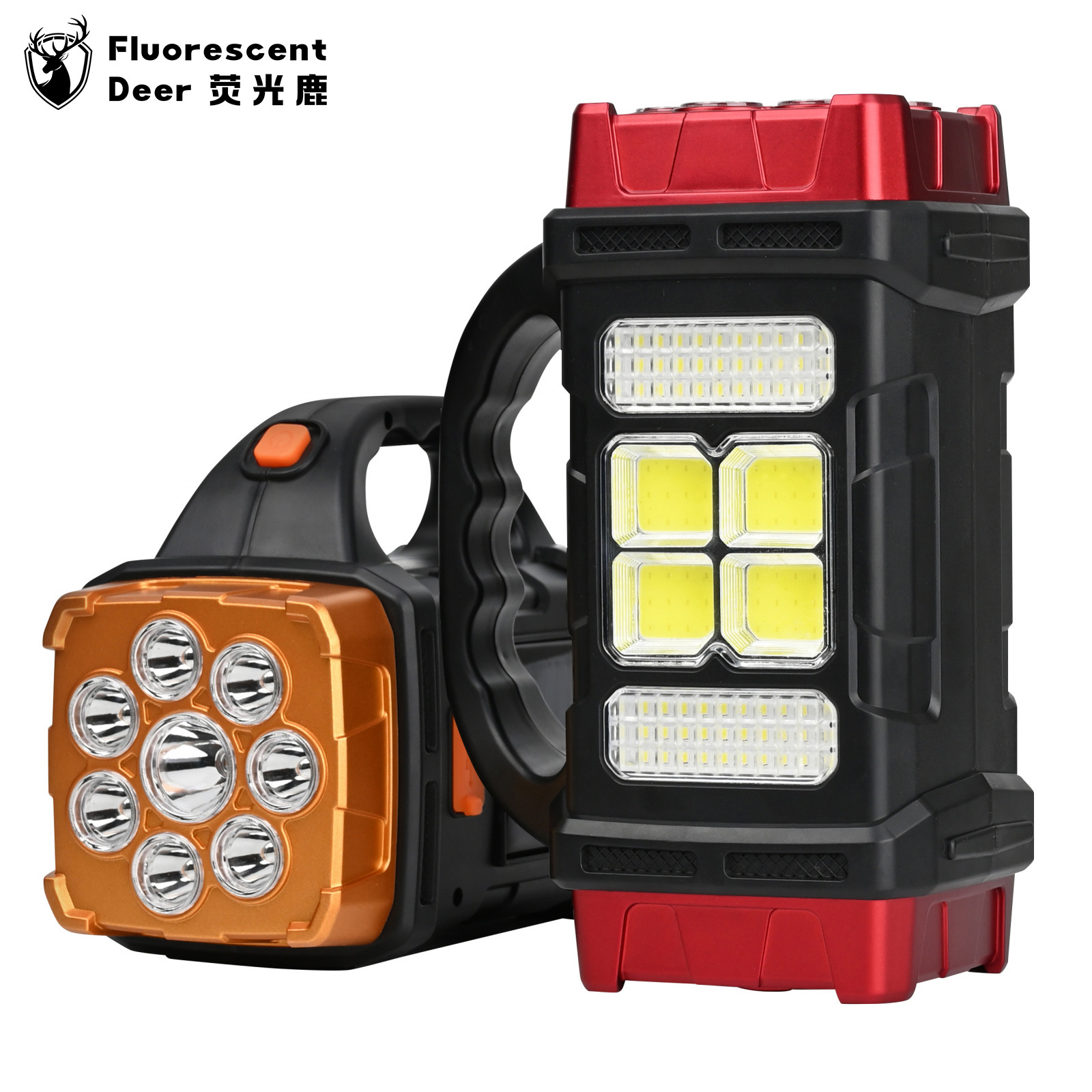 Two-Head Solar Satchel Light Emergency Outdoor Rechargeable Led Flashlight USB Dual Light Source Camping Searchlight Waterproof