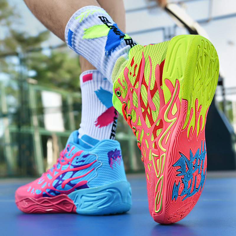 Street Basketball Shoes Men's Trendy Personalized Western-style Sports Boots Rubber-soled Concrete Wear-resistant Practical Competition Shoes