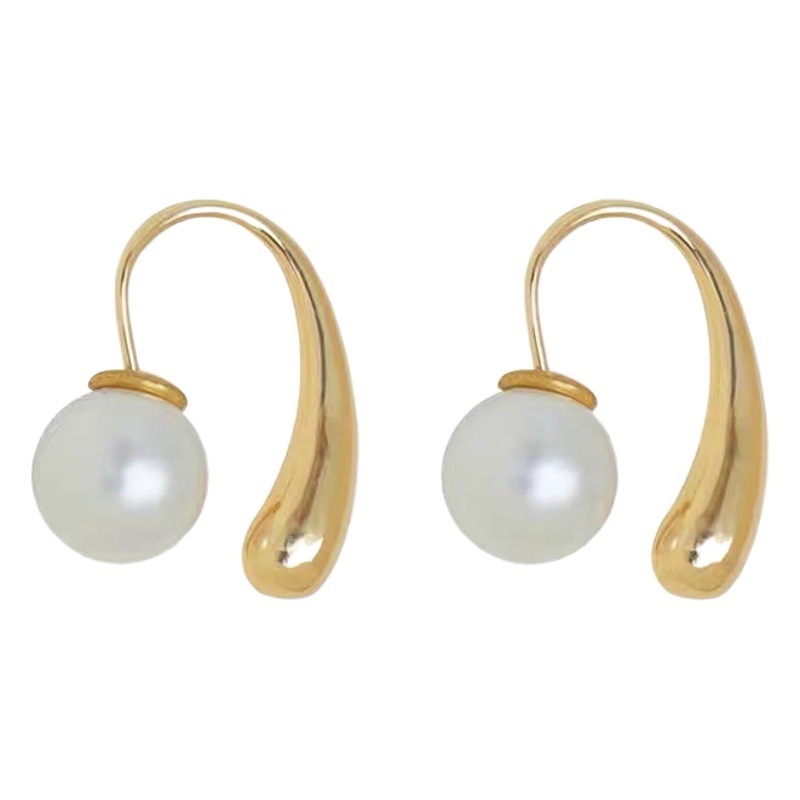 Simple Water Drop Pearl Earrings Women's Korean Style Elegant Two-Wear Earrings S925 Silver Needle Distinctive Ear Hook Ins Earrings