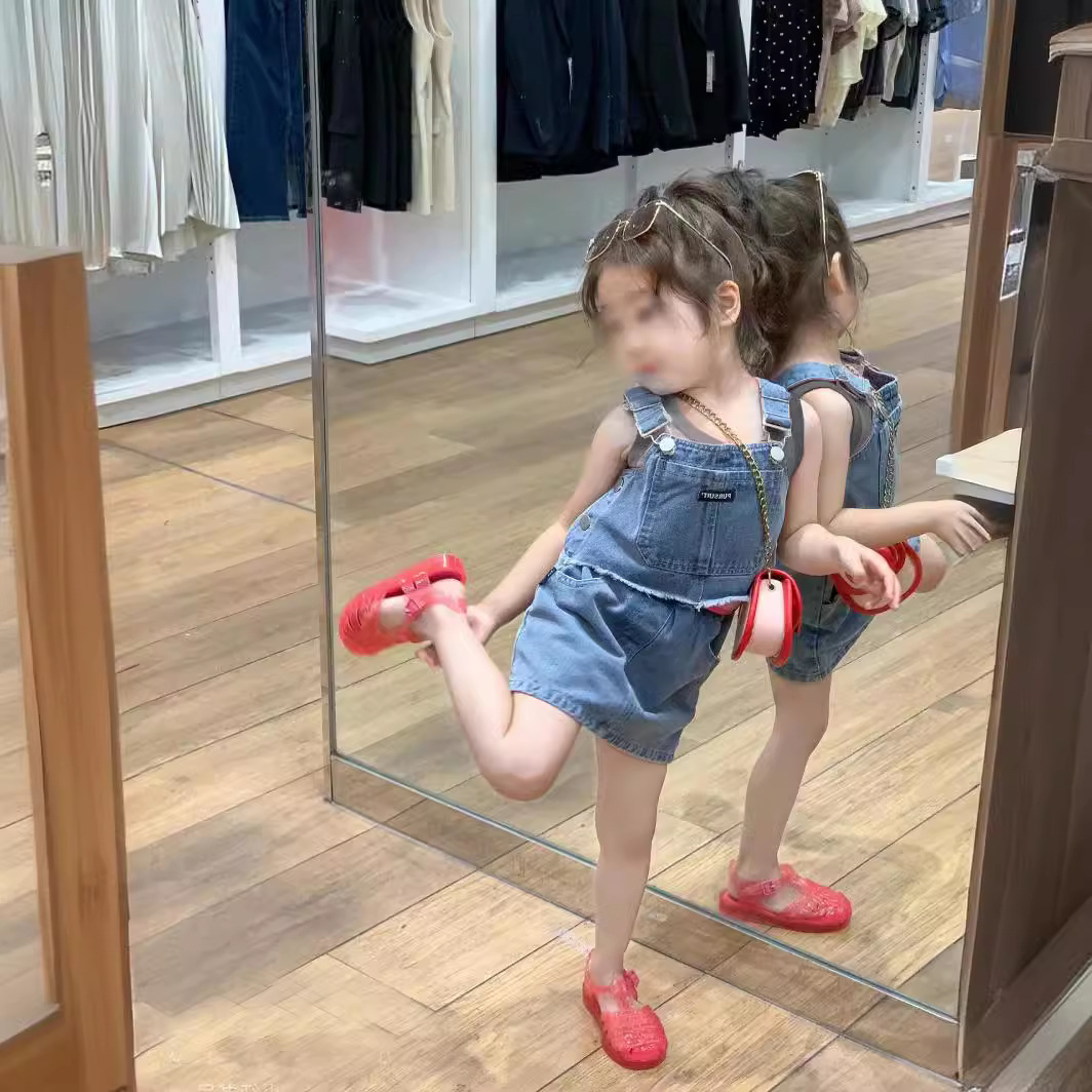 Denim Vest Three-piece Set New 2024 Summer New Girl suit Little Girl Sling Denim Skirt