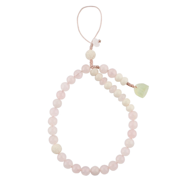Picture of Creative mobile phone chain Chinese style women's mobile phone lanyard pendant pink crystal wrist short mobile phone case rope jewelry pendant
