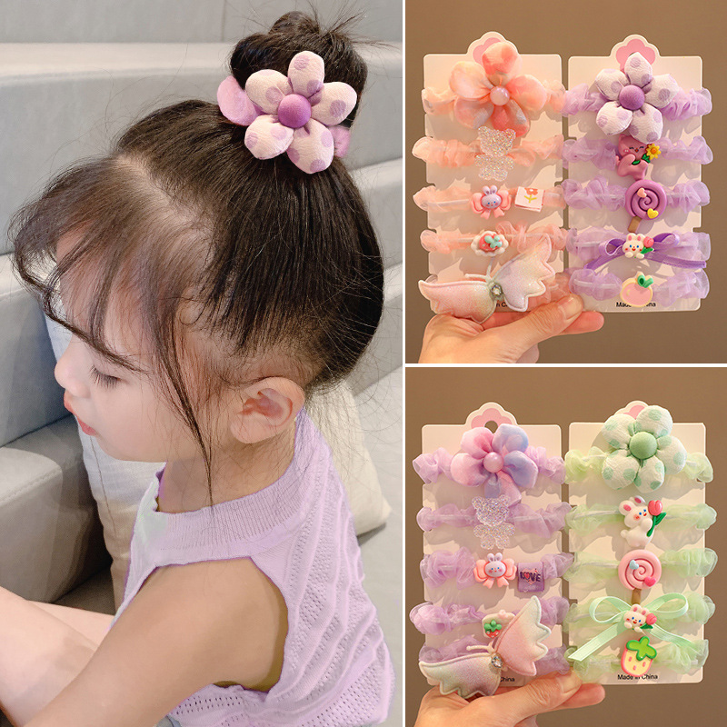 Picture of Summer children's ball head rubber band hair rope new little girl tie head high elastic hair band hair accessories do not hurt hair headdress