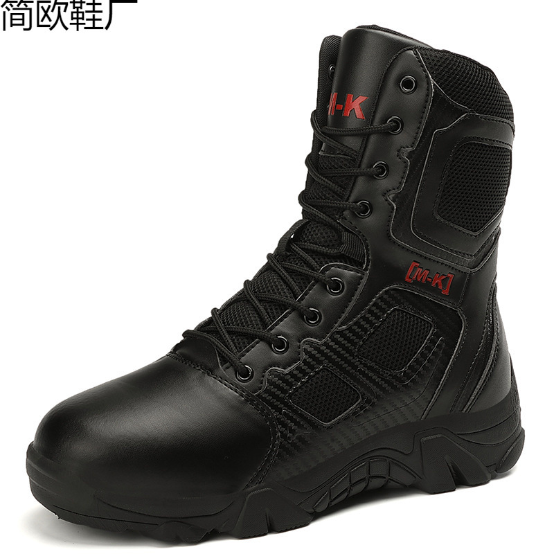 Cross-border generation 2022 new waterproof military boots manufacturers tactical boots breathable Senior high school boots outdoor men's steel shoes