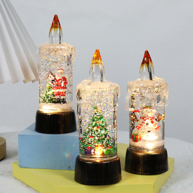 Picture of Cross-Border New Christmas Decorations Crystal Ball Old Man Snowman Candle Lamp Luminous Night Light Desktop Ornament Lamp