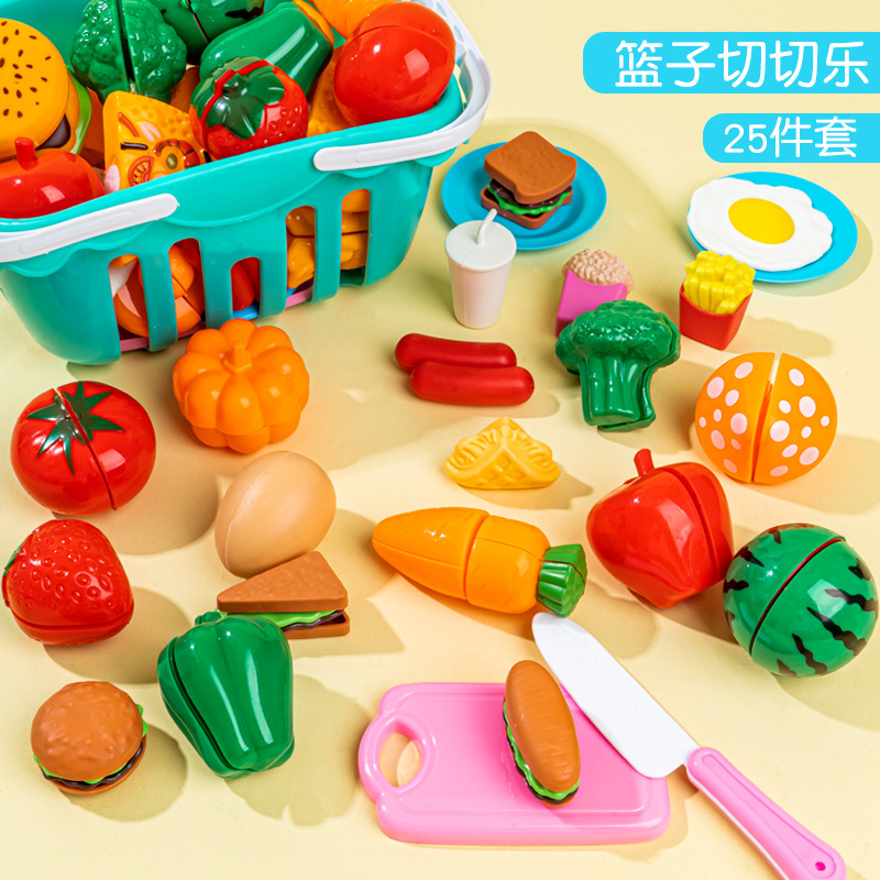 Picture of Fruit-cutting Toys Che Che Le Girl Simulation Vegetable Cake Basket Children's Play Kitchen Toy suit