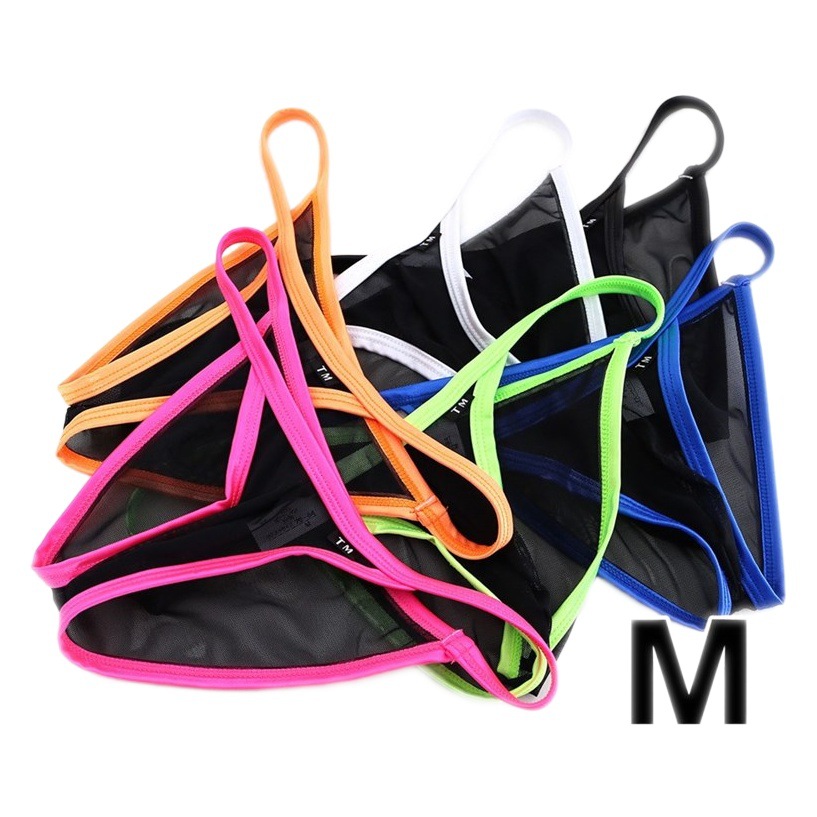 Men's briefs low waist sexy mesh fabric stretch breathable men's briefs U convex bag color matching thin waist