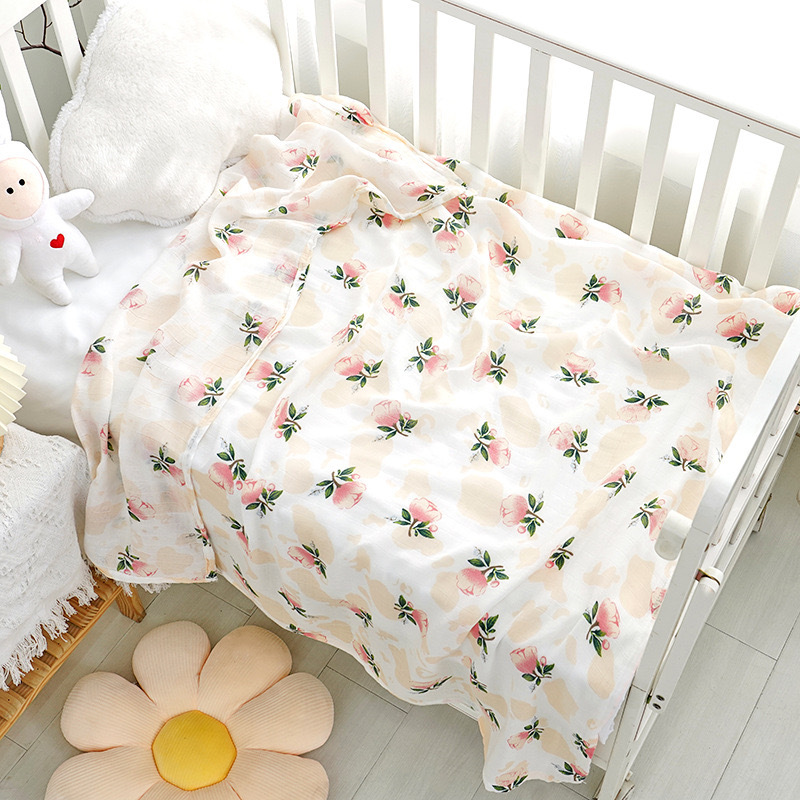 Picture of Double-Layer Bamboo Cotton Summer Gauze Quilt Baby Newborn Bath Towel Blanket Muslin Gauze Wrap