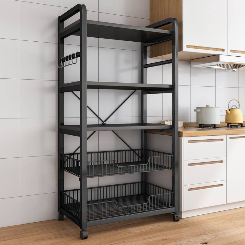 Kitchen shelf floor-to-ceiling multi-tier fruit and vegetable shelf Multi-functional storage shelf oven microwave pot storage shelf