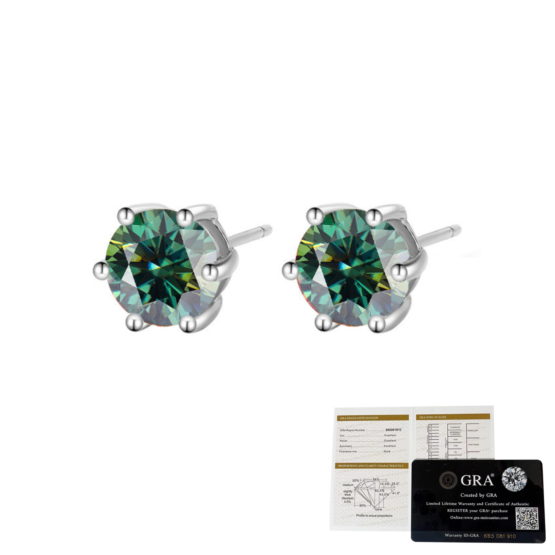 Picture of Source manufacturer S925 silver classic round green moissanite earring female Mori all-match diamond earring set decoration