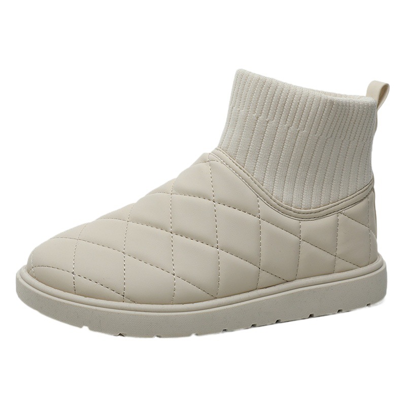 BRM881 new solid color snow boots 2024 winter height all-match casual women's shoes fashion shoes cotton shoes fleece-lined shoes