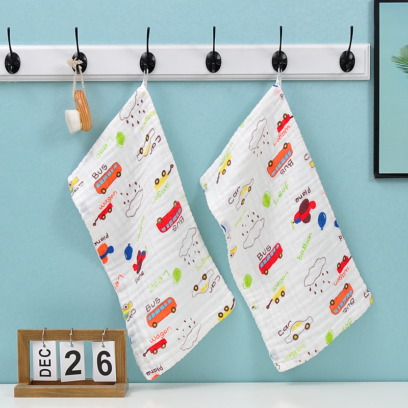 Picture of 6-Layer Seersucker Small Square Towel Kidsren's Towel Pure Cotton Type a Cotton High-Density Saliva Towel Kindergarten Small Towel Pure Cotton