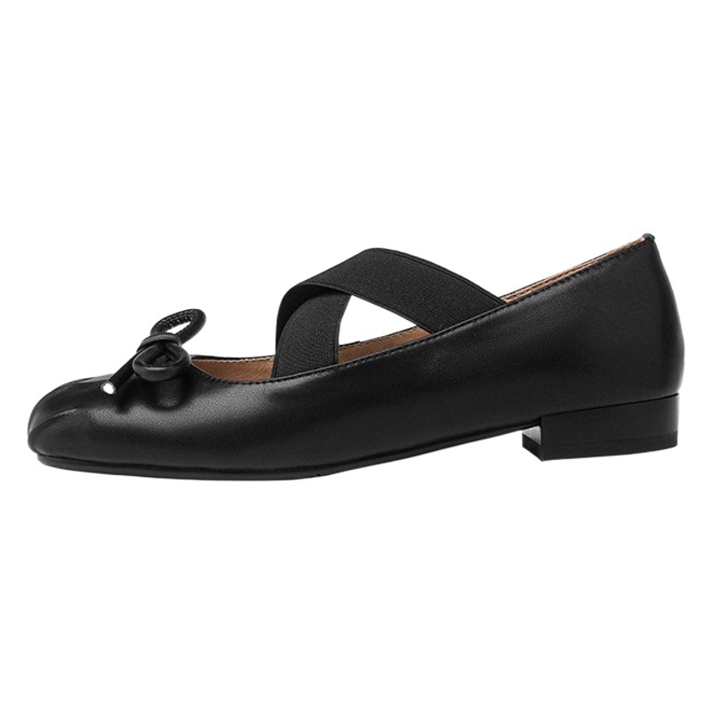 Fairy Style Silver Ballet Style Shoes 2024 New Cross Strap Granny Shoes Bow Shallow Mouth Flats Women's Flats