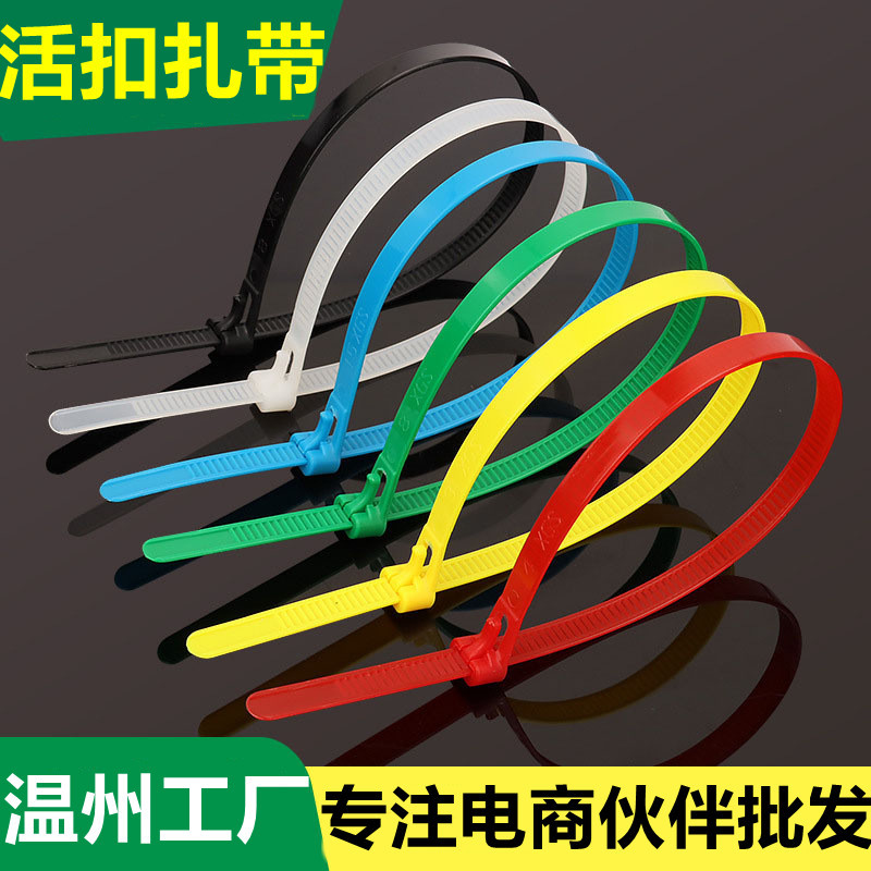 Wenzhou factory wholesale loose cable tie red yellow blue green mixed color live buckle cable tie strap 100/bag