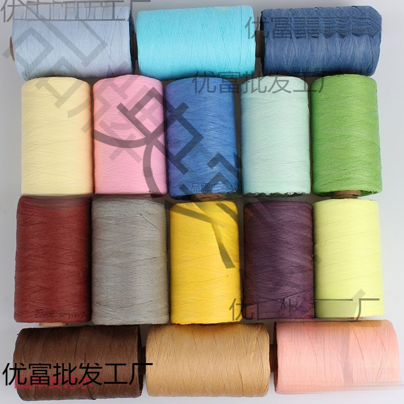 Raffia Paper Crochet Thread Handmade Crochet Wool Knitting Bag Thread Summer Hat Hand Hook Hat Raffia Cotton Straw Thread