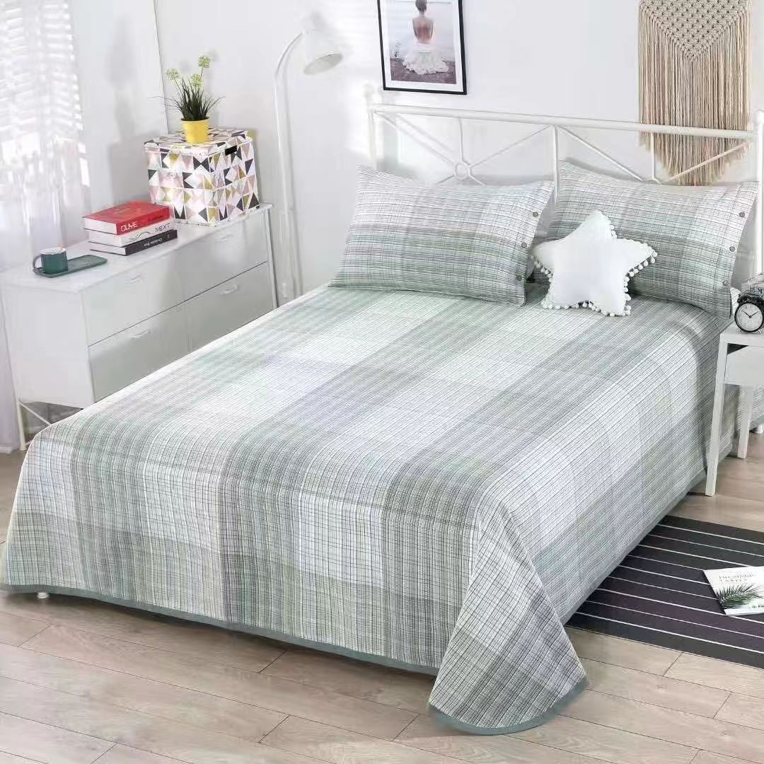 Picture of Summer Pure Cotton Coarse Cloth Cooling Mat Bed Sheet Three-Piece Set Kang Sheet Coarse Cloth Single Piece Linen Quilt Kang Sheet Houndstooth Pattern