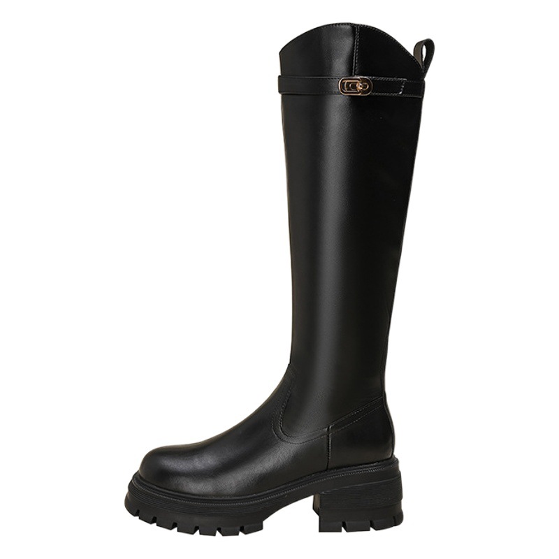 Women's Long Boots 2025 New Fall/Winter fleece-lined V-Mouth Knight Boots High Boots Small Height Slim Boots