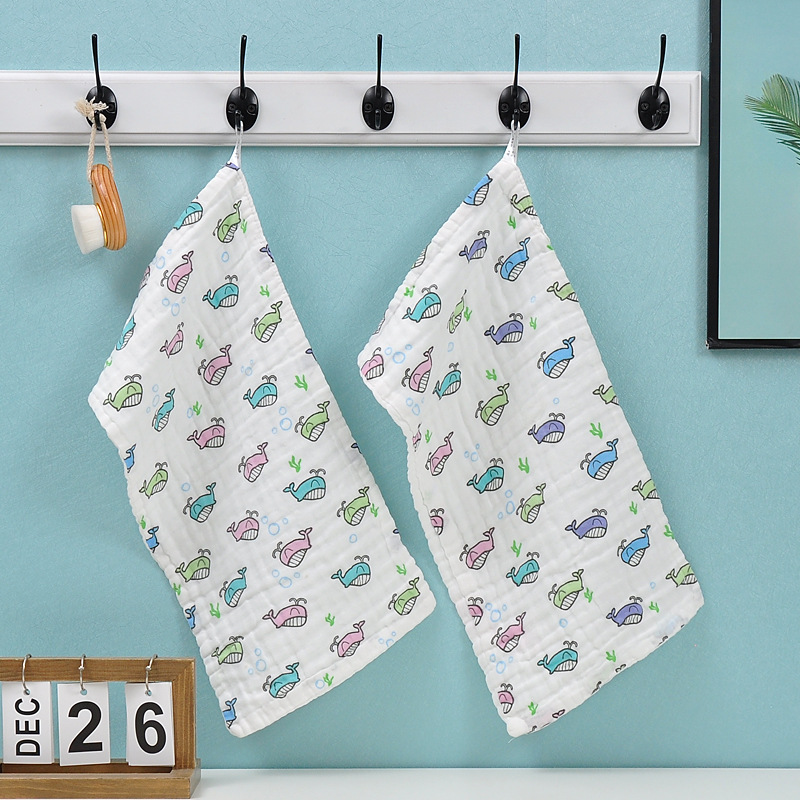 Picture of 6-Layer Seersucker Small Square Towel Kidsren's Towel Pure Cotton Type a Cotton High-Density Saliva Towel Kindergarten Small Towel Pure Cotton