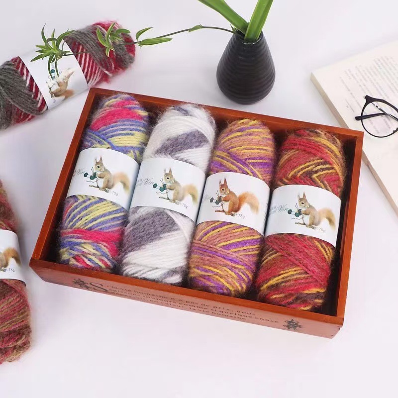 Squirrel Velvet Autumn and Winter Knitting Sweater Special Wool Knitting Coat Crochet Hat Sub-line Sweater Knitting Line Baby Wool