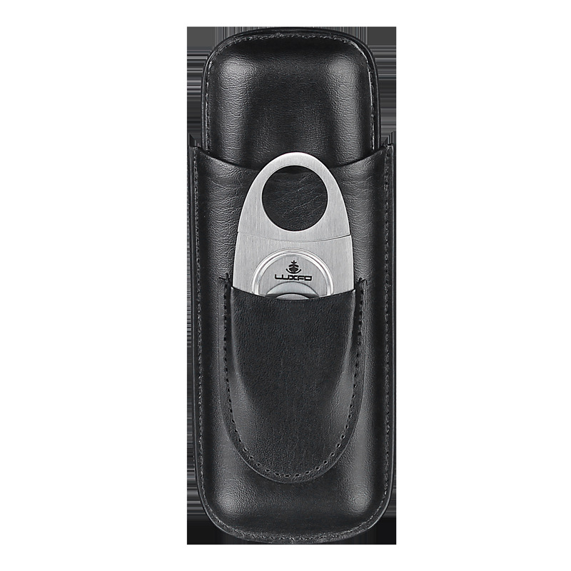 Picture of LUXFO Langyou Compact Handsome Cigar Leather Case Two Pack Cigar Scissors Gift Box Travel Suit
