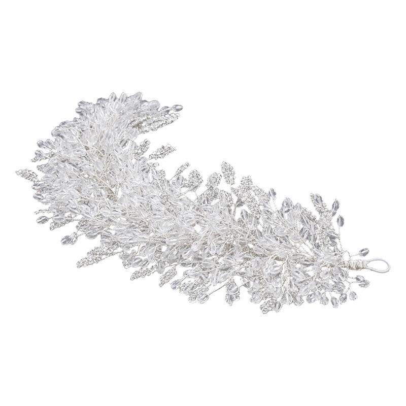 Picture of White crystal handmade beaded rhinestone crown styling hair accessories European bridal wedding accessories wedding accessories wholesale