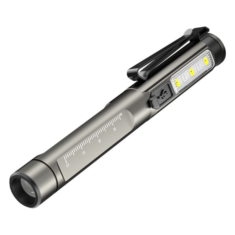 Cross-border White + yellow led pen lamp built-in TYPE-C charging with pen clip compact portable UV Violet flashlight