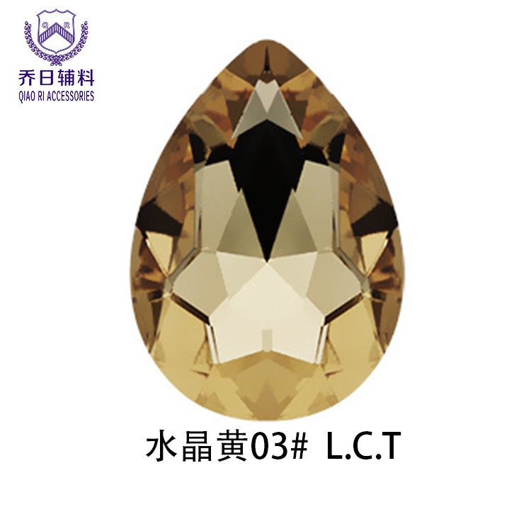 Picture of Factory wholesale 18*25 water drop double hole glass wedding dress diamond diy hair accessories shoes accessories beads in stock