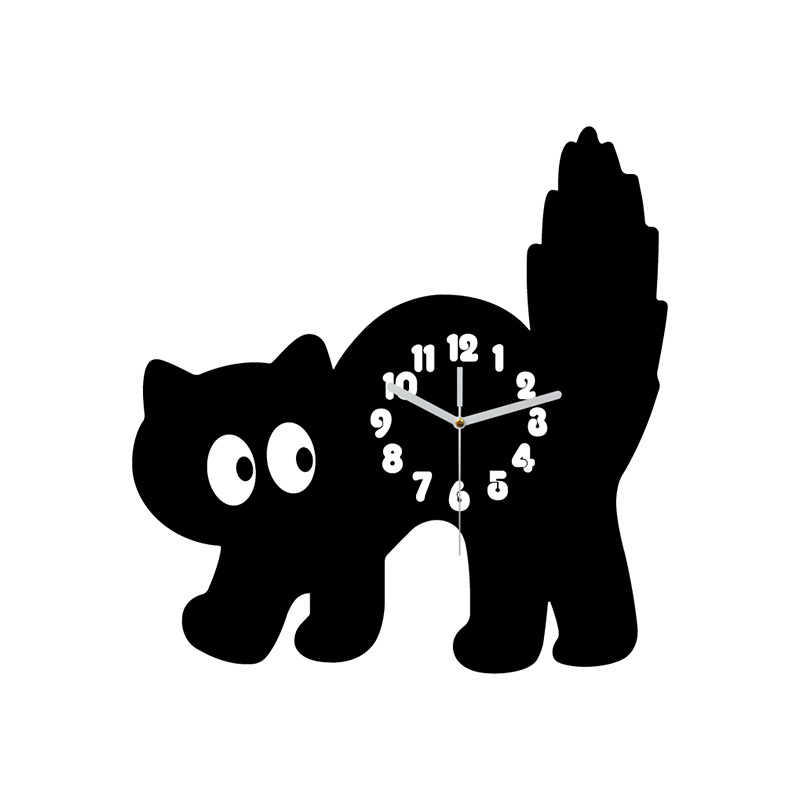 Picture of Cute Cartoon Fun Cat Creative Clock Home Silent Acrylic Clock Living Room Room Decorative Wall Clock