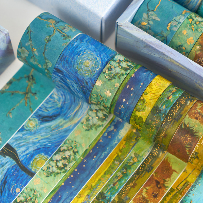 Picture of Pick up light and paper hand account tape wholesale bronzing creative retro diy stickers decorative material tape suit 10 rolls