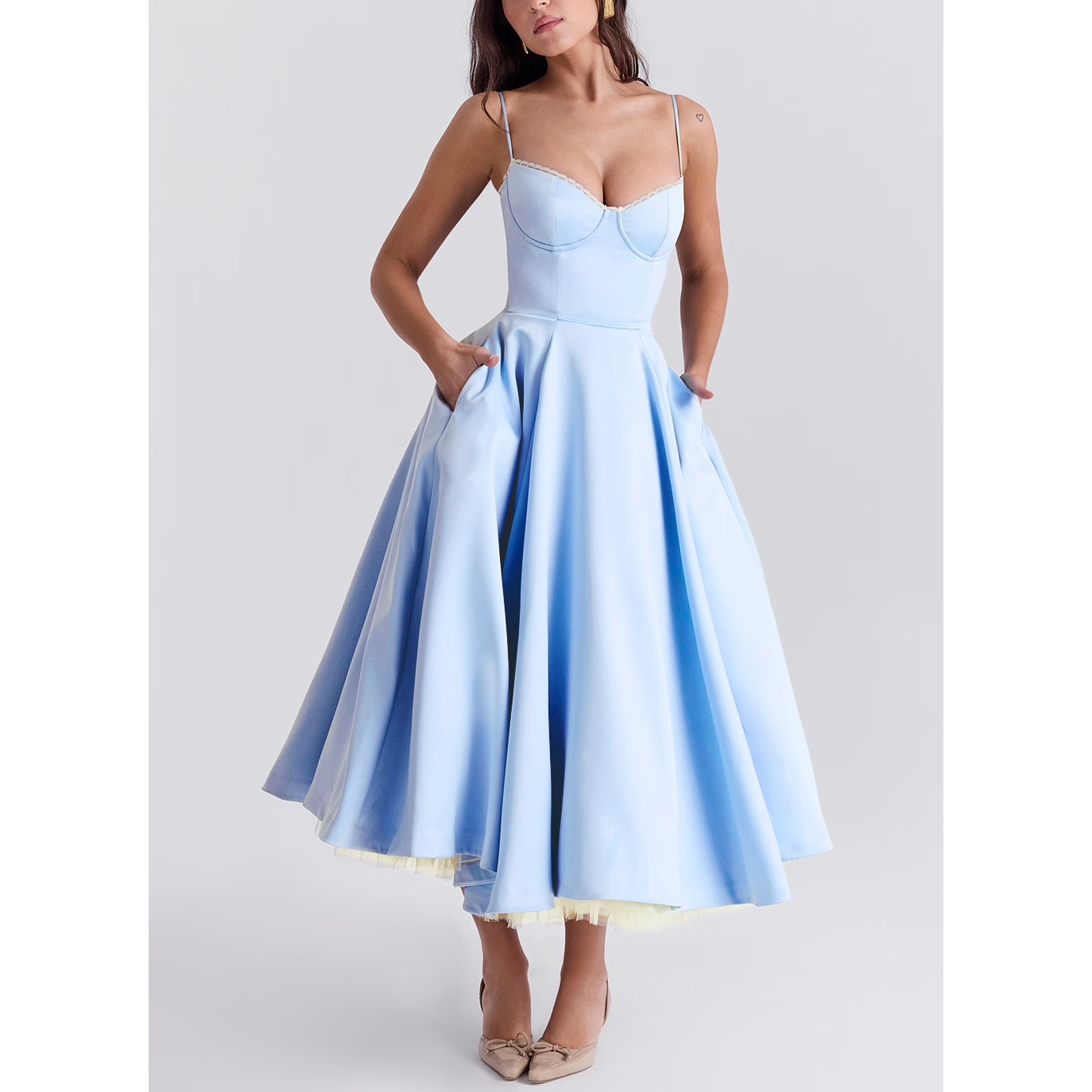 Picture of European and American sexy women's cross-border Amazon new strap V-neck sleeveless dress pettiskirt long skirt