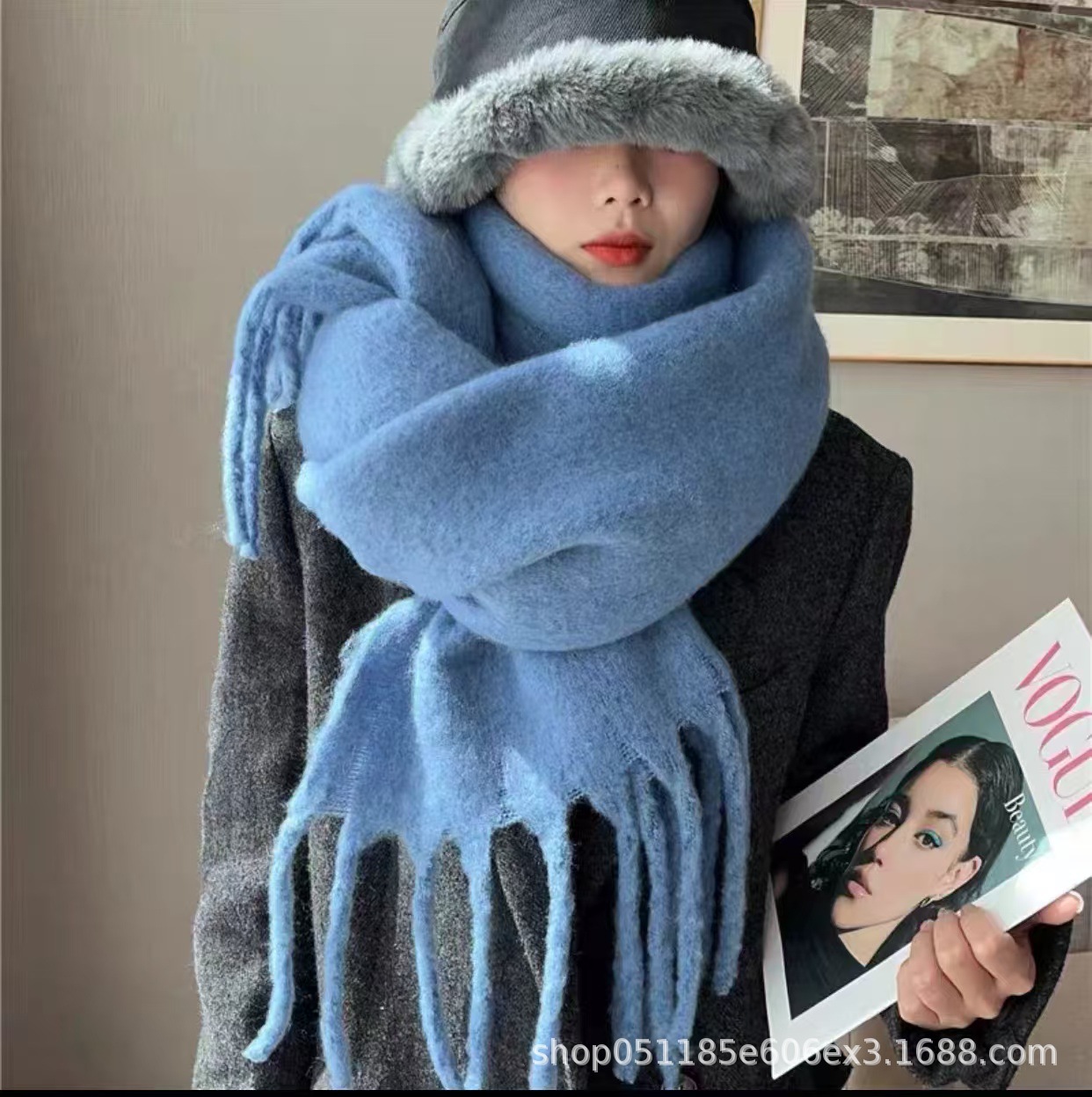 Explosions solid color winter mohair warm scarf shawl material comfortable and soft can not afford static electricity